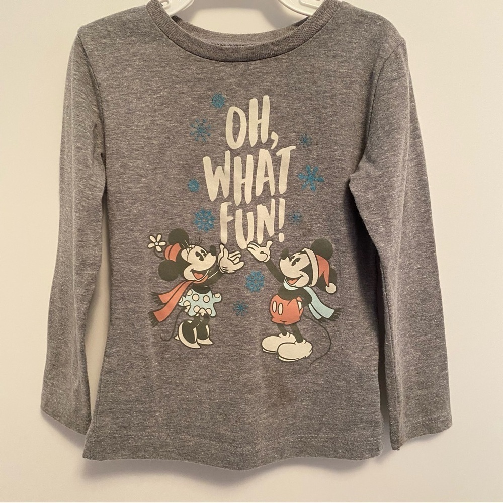 Disney Junior Minnie "Oh What Fun" Holiday Long Sleeve T-Shirt Gray Size 2T